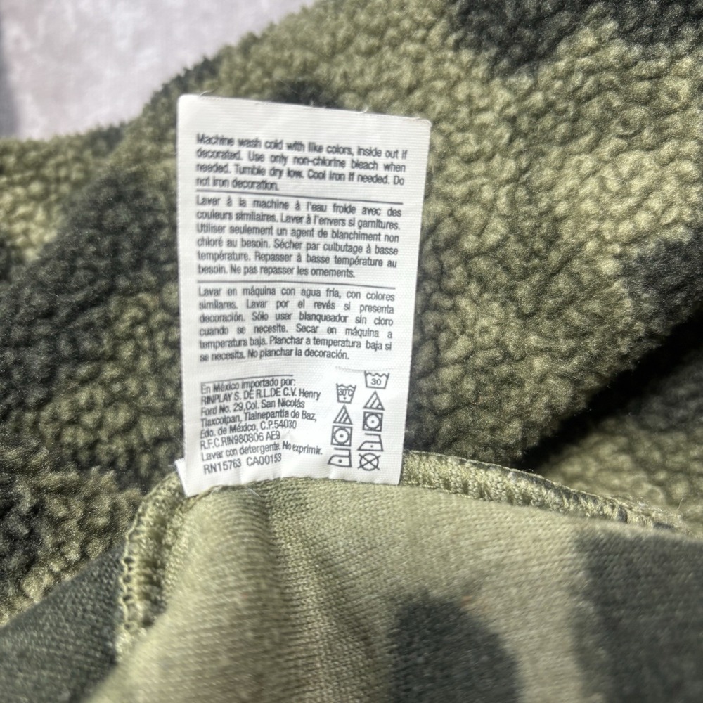 Champion Hoodie Camo Pullover Sherpa Sweatshirt Unisex Medium Long Sleeve Green - Picture 9 of 11